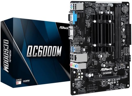 Материнская плата mATX ASRock QC6000M (E2-6110, 2*DDR3(1600), 2*SATA 6G, 3*PCIE, 7.1CH, Glan, 2*USB