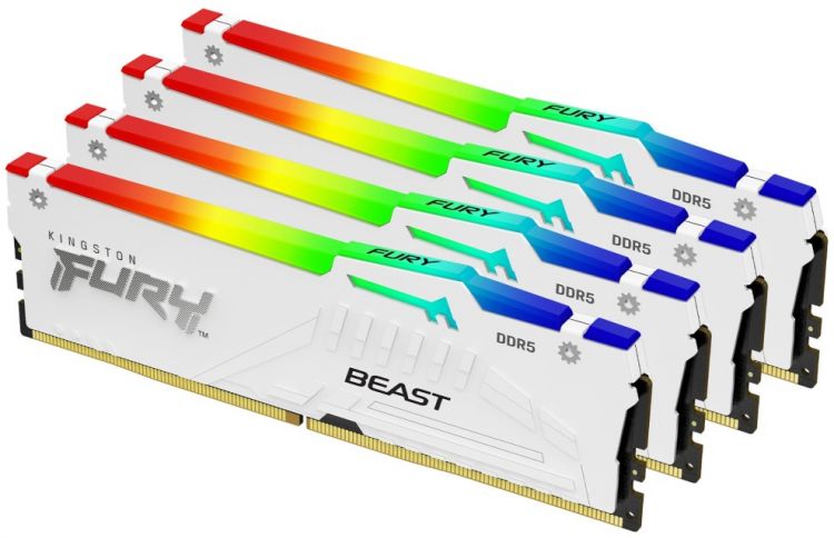 Модуль памяти DDR5 128GB (4*32GB) Kingston FURY KF552C40BWAK4-128 Beast White RGB XMP 5200MHz 2RX8 CL40 1.25V 288-pin 16Gbit