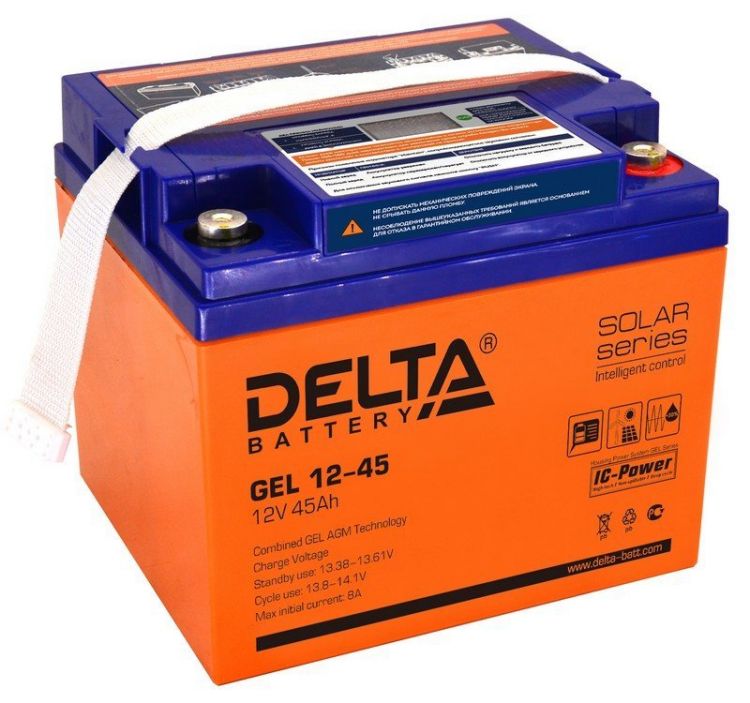 Аккумулятор Delta GEL 12-45 12В, 45Ач, 196х166х173