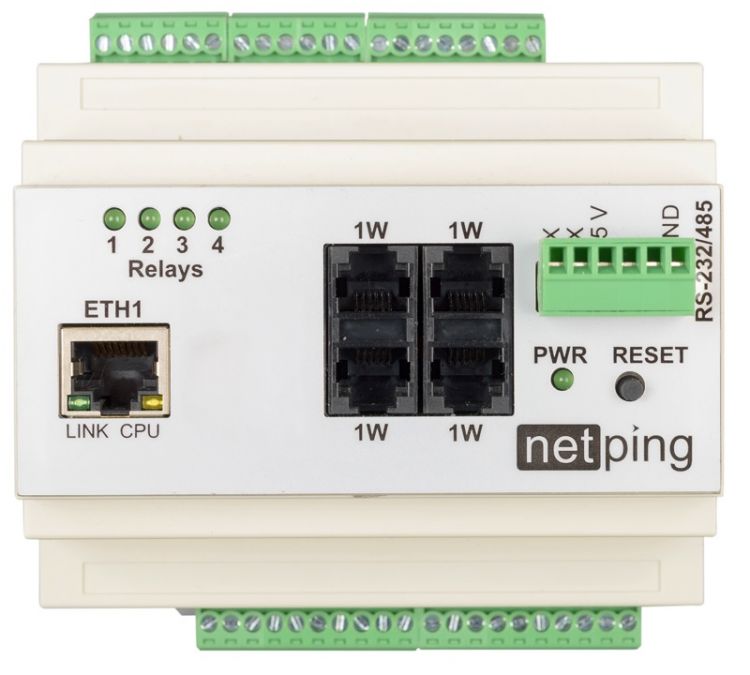 цена Устройство NetPing V5 Устройство удаленного мониторинга датчиков по сети Ethernet/Internet на DIN-рейку