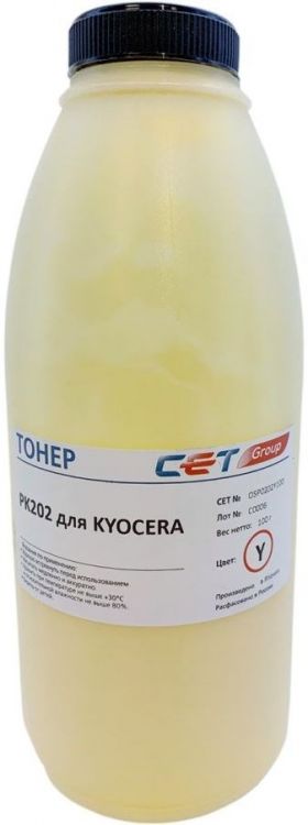 

Тонер CET OSP0202Y-100 PK202 желтый бутылка 100гр. для принтера Kyocera FS-2126MFP/2626MFP/C8525MFP, OSP0202Y-100