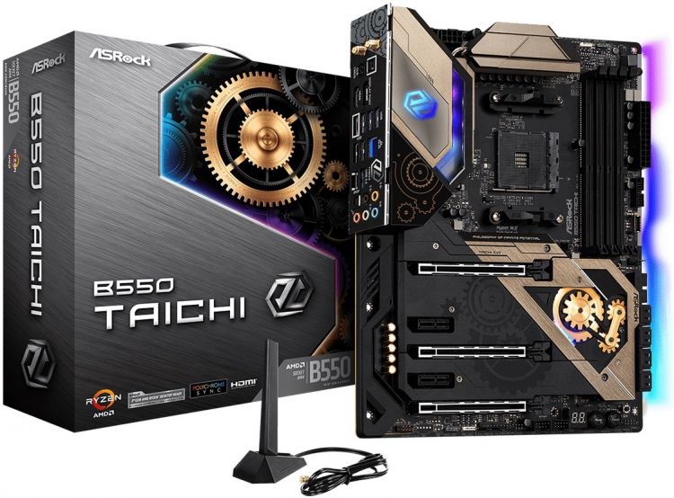 Материнская плата ATX ASRock B550 TAICHI (AM4, AMD B550, 4*DDR4(5200+), 8*SATA 6G RAID, 2*M.2, 5*PCIE, 7.1CH, 2.5Glan, WiFi, BT, 9*USB 3.2/2*USB Type-