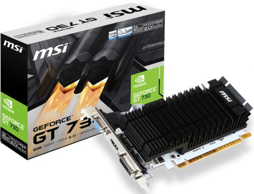 Видеокарта PCI-E MSI GeForce GT 730 N730K-2GD3H/LP 2GB GDDR3 64bit 28nm 902/1600MHz DVI(HDCP)/HDMI/VGA Low Profile Охлаждение пассивное RTL