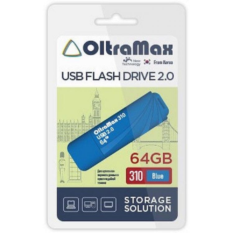

Накопитель USB 2.0 64GB OltraMax OM-64GB-310-Blue 310, синий, OM-64GB-310-Blue