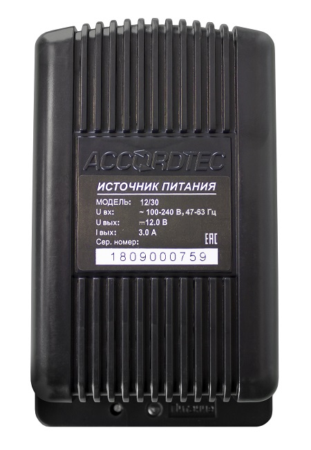 

Источник питания AccordTec АТ-12/30 стабилизированный, 50 Гц 100...240 В, выходное напряжение постоянного тока 12,4...12.8 В, ном ток нагрузки 3 А, ма, АТ-12/30