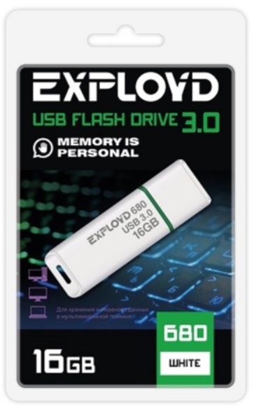 

Накопитель USB 3.0 16GB Exployd EX-16GB-680-White 680 белый, EX-16GB-680-White