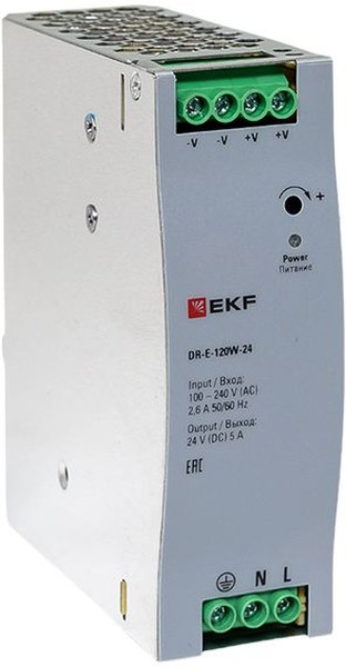 

Блок питания EKF DR-E-120W-24 на дин рейку 120 вт, 220 В AC /24 В DC, DR-E-120W-24