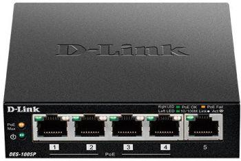 

Коммутатор D-link DES-1005P/B1A 4xUTP 10/100PoE (PoE бюджет 60 Вт), 1x10/100, DES-1005P/B1A