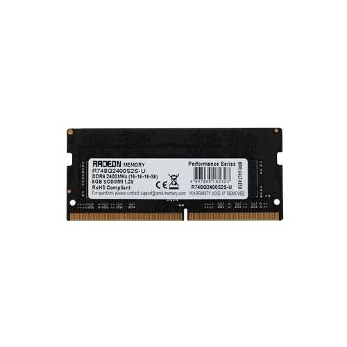 

Модуль памяти SODIMM DDR4 8GB AMD R748G2400S2S-U 2400MHz, PC4-19200, Non-ECC, CL16, 1.2V, RTL, R748G2400S2S-U