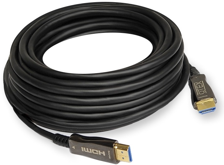 Кабель HDMI Qtex HFOC-100-40 2.0, 4K/60 (4:4:4), HDCP 2.2, (вилка-вилка), длина 40 м. кабель displayport dvi gembird cc dpm dvim 4k 6 вилка вилка 4k at 30 hz длина 1 8 м
