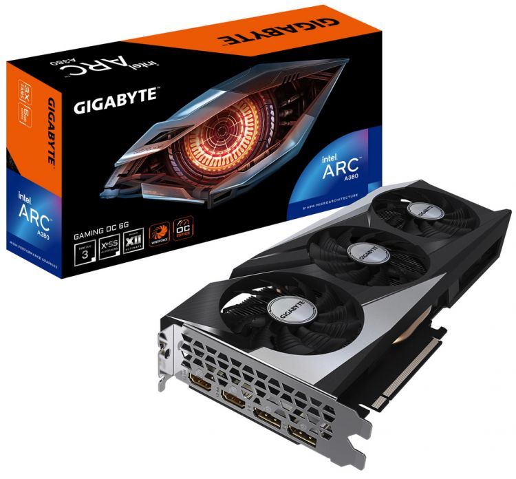 

Видеокарта PCI-E GIGABYTE Arc A380 GAMING OC (GV-IA380GAMING OC-6GD) 6GB GDDR6 96bit 2450/15500MHz 2*HDMI/2*DP, Arc A380 GAMING OC (GV-IA380GAMING OC-6GD)