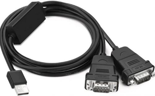 Кабель-адаптер UGREEN US229 30769_ USB-A 2.0 To Dual Serial DB9 RS-232 Male, 1.5м, черный
