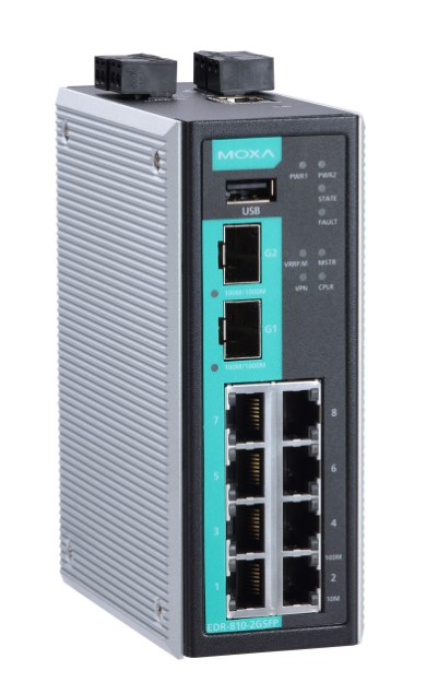 

Маршрутизатор промышленный MOXA EDR-810-2GSFP-T Industrial Secure Router Switch with 8 10/100BaseT(X) ports, 2 1000BaseSFP slots, 1 WAN, Firewall/NAT, EDR-810-2GSFP-T