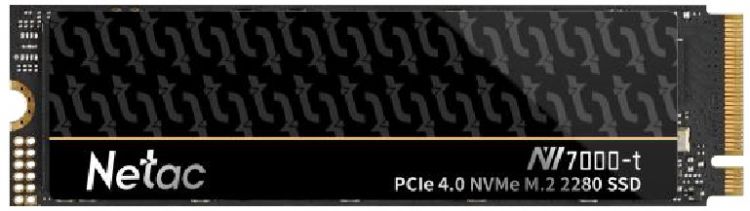 Накопитель SSD M.2 2280 Netac NT01NV7000T-512-E4X NV7000-t 512GB PCIe Gen4x4 7200/4400MB/s IOPS 850K/600K MTBF 2M 320 TBW with heat sink