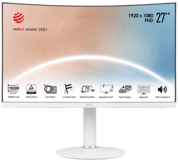 

Монитор 27" MSI Modern MD271CPW 9S6-3PA6HH-027 1920x1080 VA LED 16:9 HDMI M/M матовая HAS Piv 250cd 178гр/178гр 75Hz USB белый, Modern MD271CPW