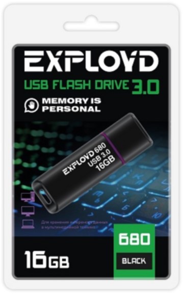 

Накопитель USB 3.0 16GB Exployd EX-16GB-680-Black 680 чёрный, EX-16GB-680-Black