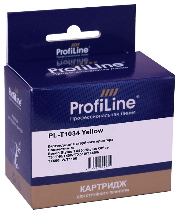 

Картридж ProfiLine PL_T1034_Y струйный для принтеров Epson Stylus Office T30/T40W/TX510FW/TX600FW/T1100 с чернилами на водной основе Yellow 11,1 мл, PL_T1034_Y