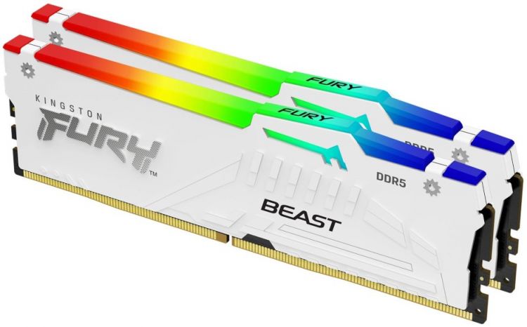 

Модуль памяти DDR5 64GB (2*32GB) Kingston FURY KF556C36BWEAK2-64 Beast White RGB EXPO 5600MHz CL36 2RX8 1.25V 16Gbit retail, KF556C36BWEAK2-64