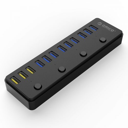 Концентратор USB 3.0 Orico P12-U3-BK 12хUSB 3.0, 3хUSB BC1.2 зарядки, черный