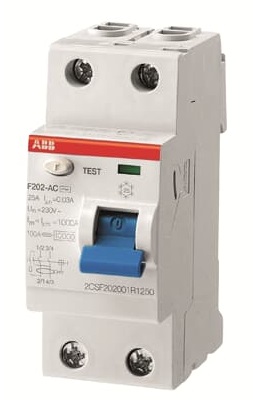 Выключатель дифференциального тока (ВДТ, УЗО) ABB F202AC 2Р 25А 100mA (AC)