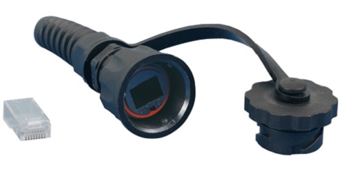 Коннектор Hyperline PLUG-IE-8P8C-P-C5-SH промышленный RJ-45 (8P8C), IP67, кат. 5e, с защитной крышкой, экранированный (SH) коннектор vcom vna2230 1 20 rj45 8p8c для ftp кабеля 5 кат экранированный 20шт