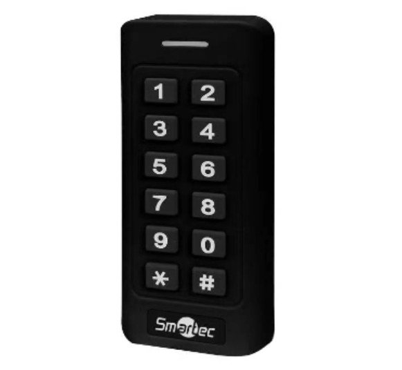 Считыватель Smartec ST-PR022EHMK-BK EM, HID prox, MIFARE с клавиатурой, черный, интерфейс Wiegand, 3-8 см, -40°+60°С, 10-14 В DC, 60 мA