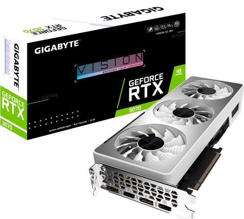 Видеокарта PCI-E GIGABYTE GeForce RTX 3070 VISION OC (GV-N3070VISION OC-8GD 2.0) 8GB GDDR6 256bit 8nm 1500/14000MHz 2*HDMI/2*DP RTL