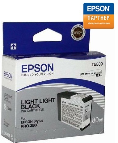 

Картридж Epson C13T580900 для принтера Stylus Pro 3800 (80 ml) светло-светло-черный, C13T580900