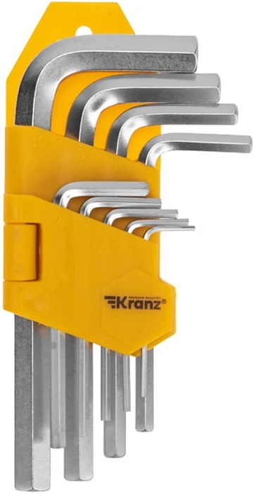 

Набор ключей KRANZ KR-12-5215 имбусовых HEX 1,5-10 мм, CrV, 9 шт., KR-12-5215