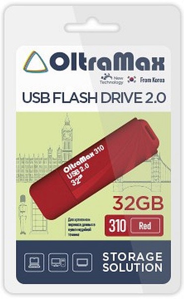 

Накопитель USB 2.0 16GB OltraMax OM-16GB-310-Red 310, красный, OM-16GB-310-Red