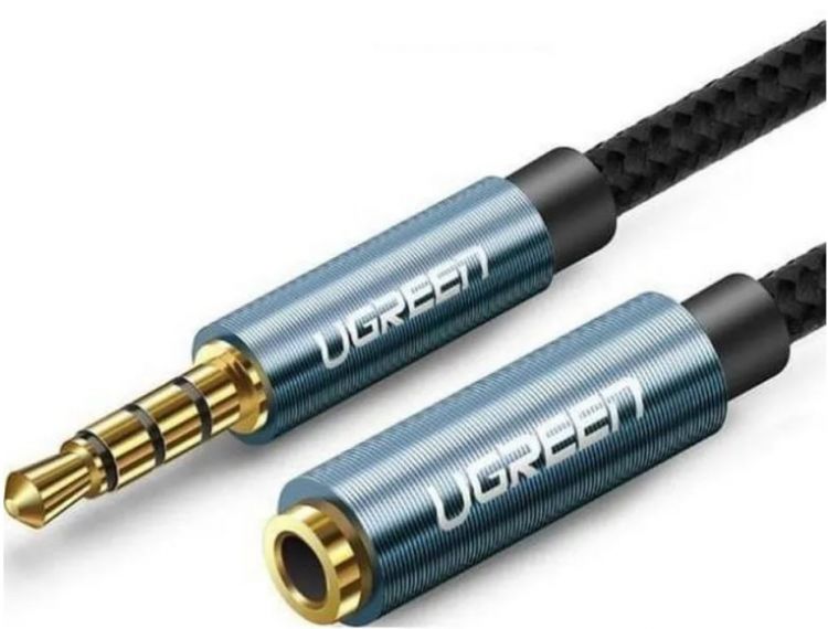 

Удлинитель UGREEN AV118 кабеля (40674) 3.5mm Male to 3.5mm Female Extension Cable, длина: 1,5м, цвет: черный/синий, AV118