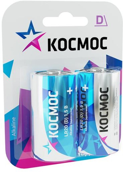 

Батарейка Космос KOCLR20MAX2BL алкалиновые, 2 шт, D (LR20, R20, UM1), KOCLR20MAX2BL