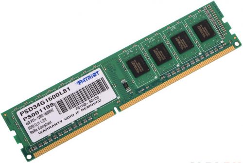 Модуль памяти DDR3L 4GB Patriot Memory PSD34G1600L81 Signature Line PC3-12800 1600MHz CL11 1.35V SR