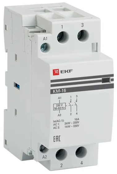 

Контактор EKF km-2-16-20 КМ 16А 2NО (2 мод.), km-2-16-20