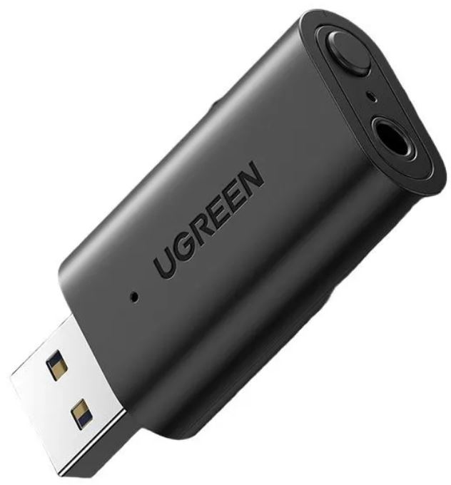 

Приемник/передатчик UGREEN CM523 Bluetooth USB 2.0 to 3.5mm Bluetooth Transmitter/Receiver Adapter с аудио кабелем, цвет: черный, CM523