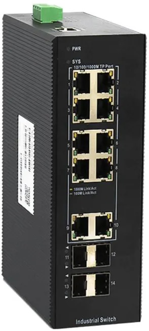 Коммутатор управляемый BDCom IES200-V25-4S2T8P Managed industrial switch with 4 Gigabit SFP ports, 2 Gigabit TX ports and 8 Gigabit POE ports; industr