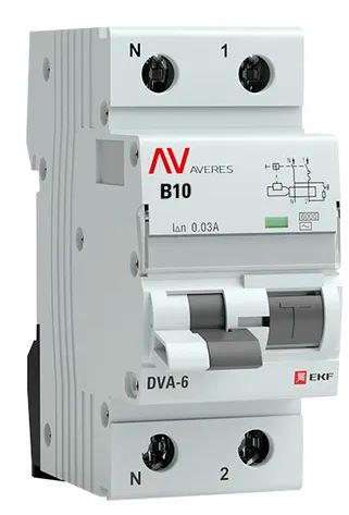 

Автомат дифференциальный EKF rcbo6-1pn-10B-30-ac-av DVA-6 1P+N 10А (B) 30мА (AC) 6кА AVERES, rcbo6-1pn-10B-30-ac-av