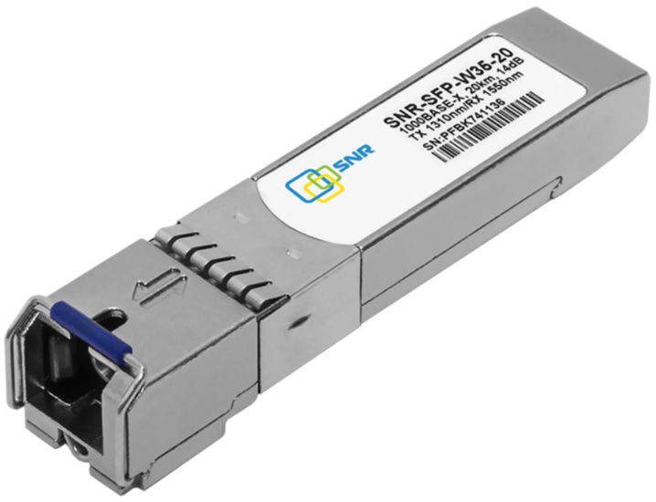 

Модуль SFP SNR SNR-SFP-W35-20-LC WDM, дальность до 20км LC (14dB), 1310нм, SNR-SFP-W35-20-LC