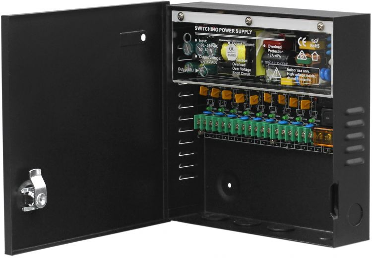 

Блок питания Smartec ST-PS110DML-BK 12 VDC/ 10 A, 9 каналов, металлический корпус, черный, ST-PS110DML-BK