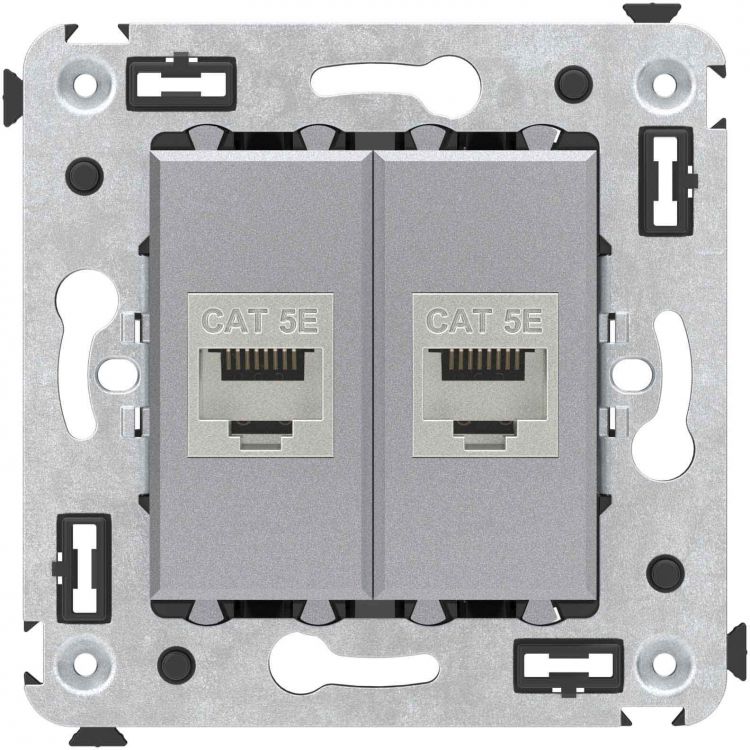 

Розетка компьютерная DKC 4404764 RJ-45 без шторки в стену, кат.5e двойная экранированная, "Закаленная сталь", "Avanti", 4404764