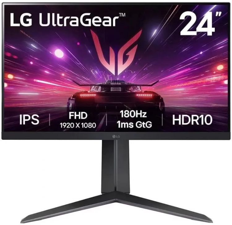 Монитор 23,8" LG UltraWide 24GS65F-B 1920x1080, 300cd, 178гр/178гр, IPS LED, 16:9, 180Hz, HDMI, G-Sync FreeSync, DP, HASг