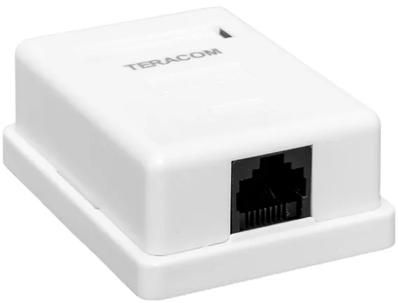 

Розетка компьютерная настенная EKF TRC-WBOX-1RJ45-5EUTP-WH TERACOM Cat.5E неэкран. 1 порт RJ-45 Dual IDC белая, TRC-WBOX-1RJ45-5EUTP-WH