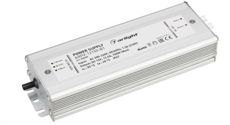 

Блок питания Arlight ARPV-12150-B1 028787 (12V, 12,5A, 150W) IP67 металл, ARPV-12150-B1