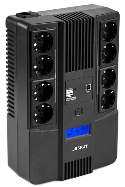 

Источник бесперебойного питания Бастион SKAT-UPS 800-AID-IN-1x9-8 220В 480Вт, LCD, АКБ 1x 9Ач,line interactive, мод.синус, 8хSchuko,2xUS (8933), SKAT-UPS 800-AID-IN-1x9-8