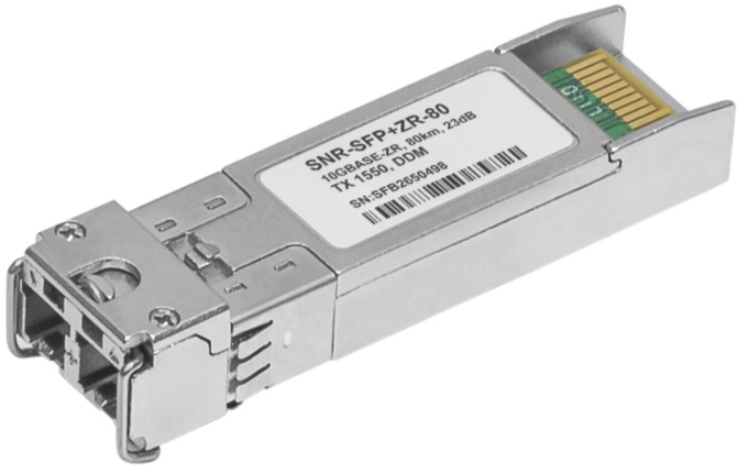 

Модуль SFP+ SNR SNR-SFP+ZR-80 10GBASE-ZR, разъем LC, дальность до 80км (23dB), 1550нм, SNR-SFP+ZR-80