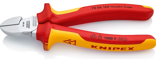 

Бокорезы Knipex KN-7006160 VDE L-160мм твердость кромок 62 HRC хром., KN-7006160