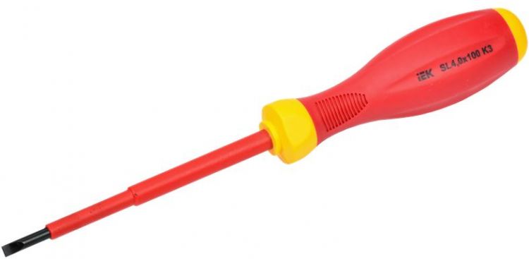 

Отвертка IEK A2L3-SC30-K3-SL-40-100 диэлектрическая шлицевая SL4.0х100 K3 1000В ARMA2L 3, A2L3-SC30-K3-SL-40-100