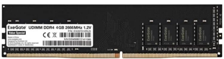 

Модуль памяти DDR4 4GB Exegate Value Special EX287012RUS 2666MHz PC4-21300 CL19 1.2V, Value Special