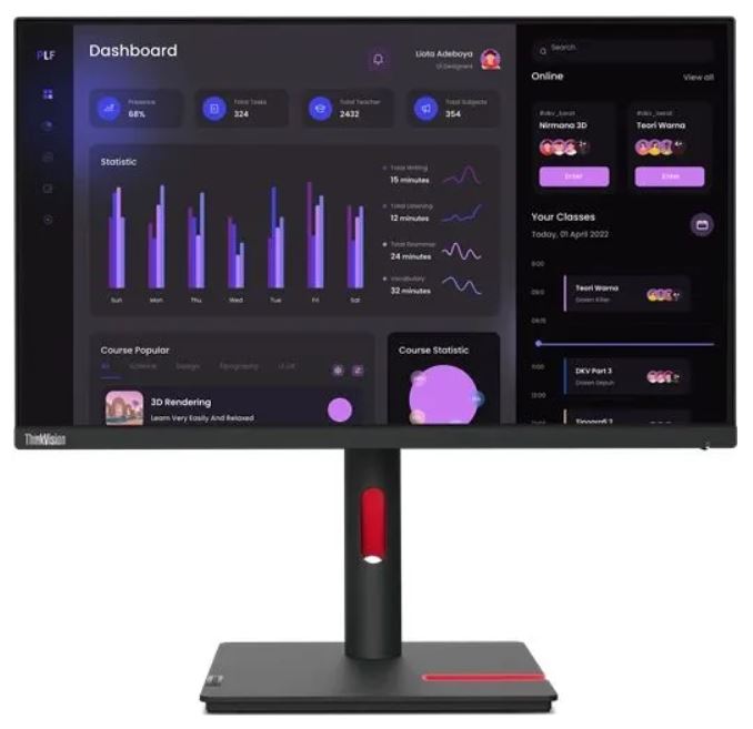 

Монитор 23,8" Lenovo ThinkVision T24i-30 63CFMATXEU 1920x1080, 4 ms, 250 кд/м2, 1000:1, 178°/178°, 16:9, 60Hz, HDMI, DP, 4*USB3.2, USB-B, VGA, Tilt, S, ThinkVision T24i-30