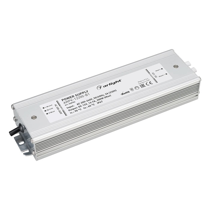 

Блок питания Arlight ARPV-12200-B1 028784 (12V, 16,7A, 200W) IP67 металл, ARPV-12200-B1